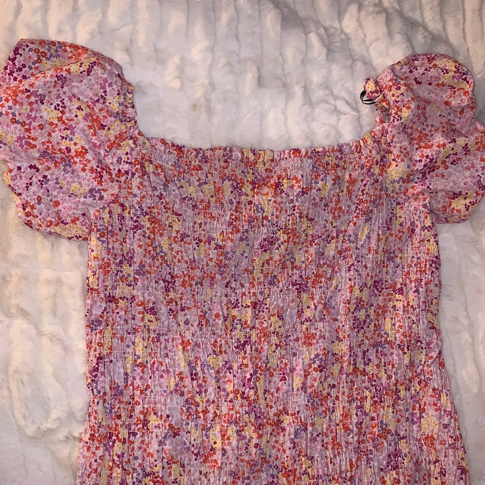 H&M smocked floral mini dress